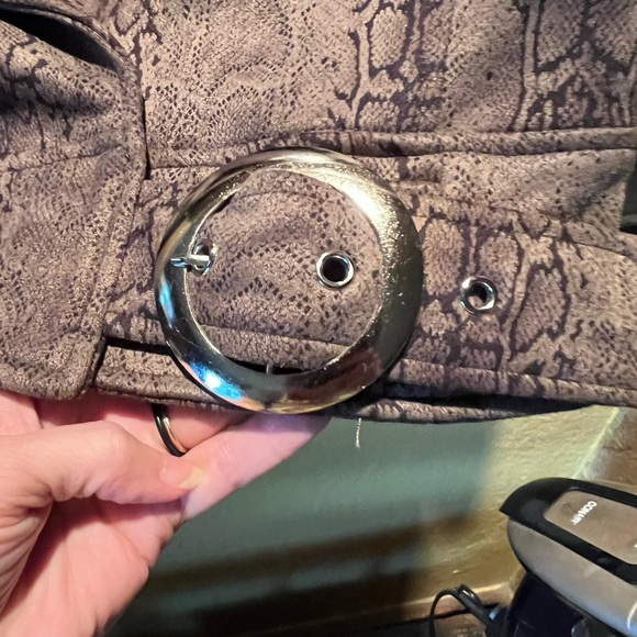 Have Brown Snake Print Women's Motorcycle Jacket S - Picture 5 of 5